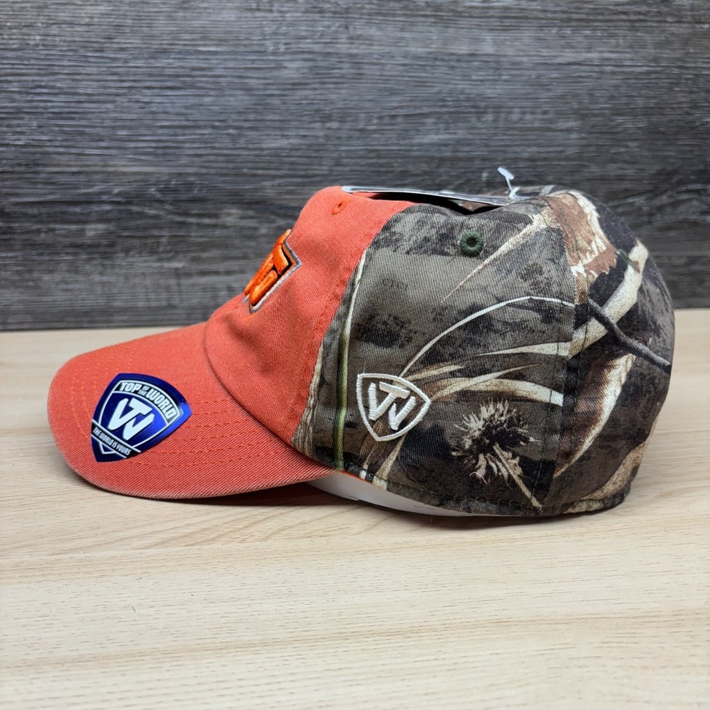 Oklahoma State Cowboys Hat Snap Back Orange Camo Realtree Top Of The World NWT - Picture 4 of 11